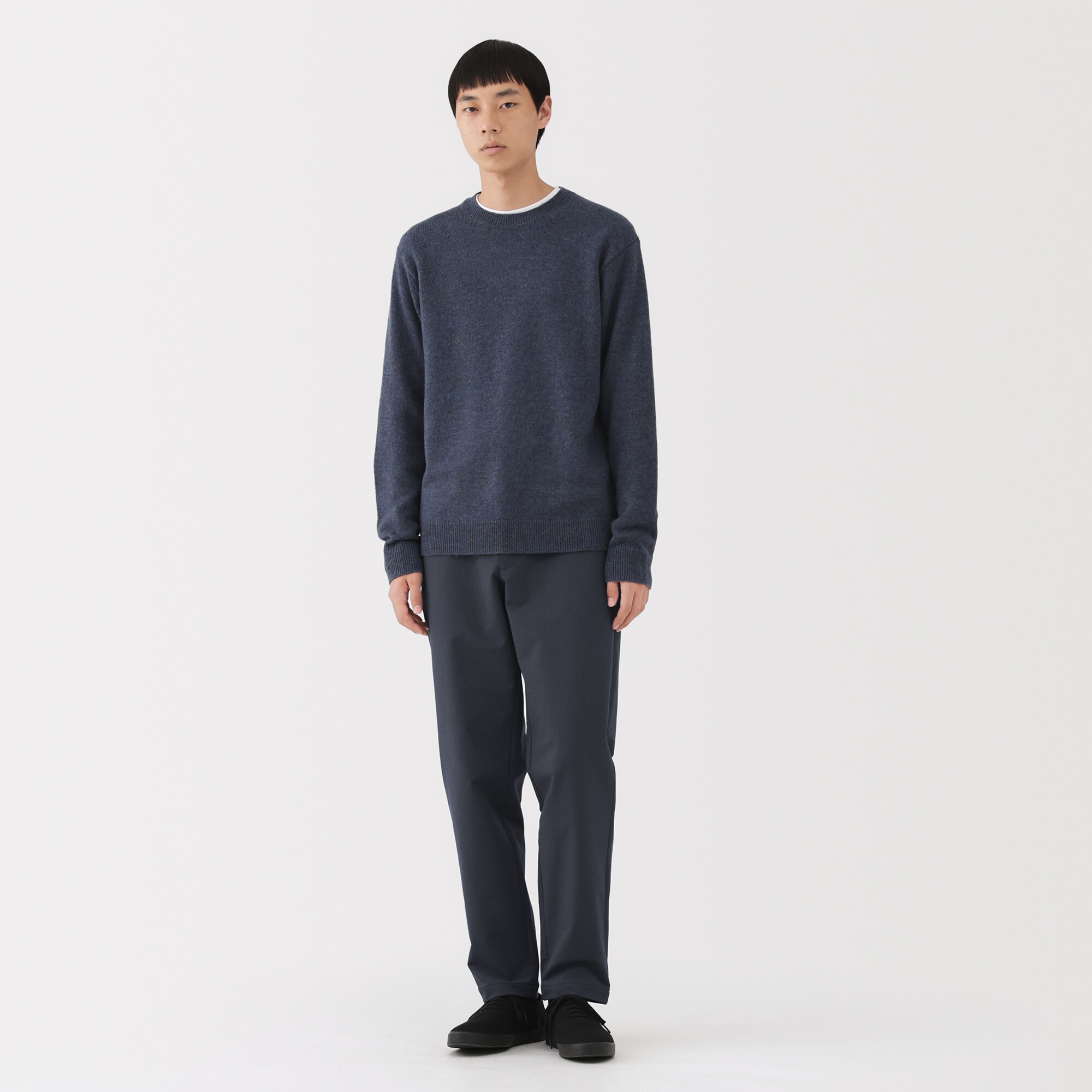 紳士　防風裏起毛ストレッチテーパードパンツ