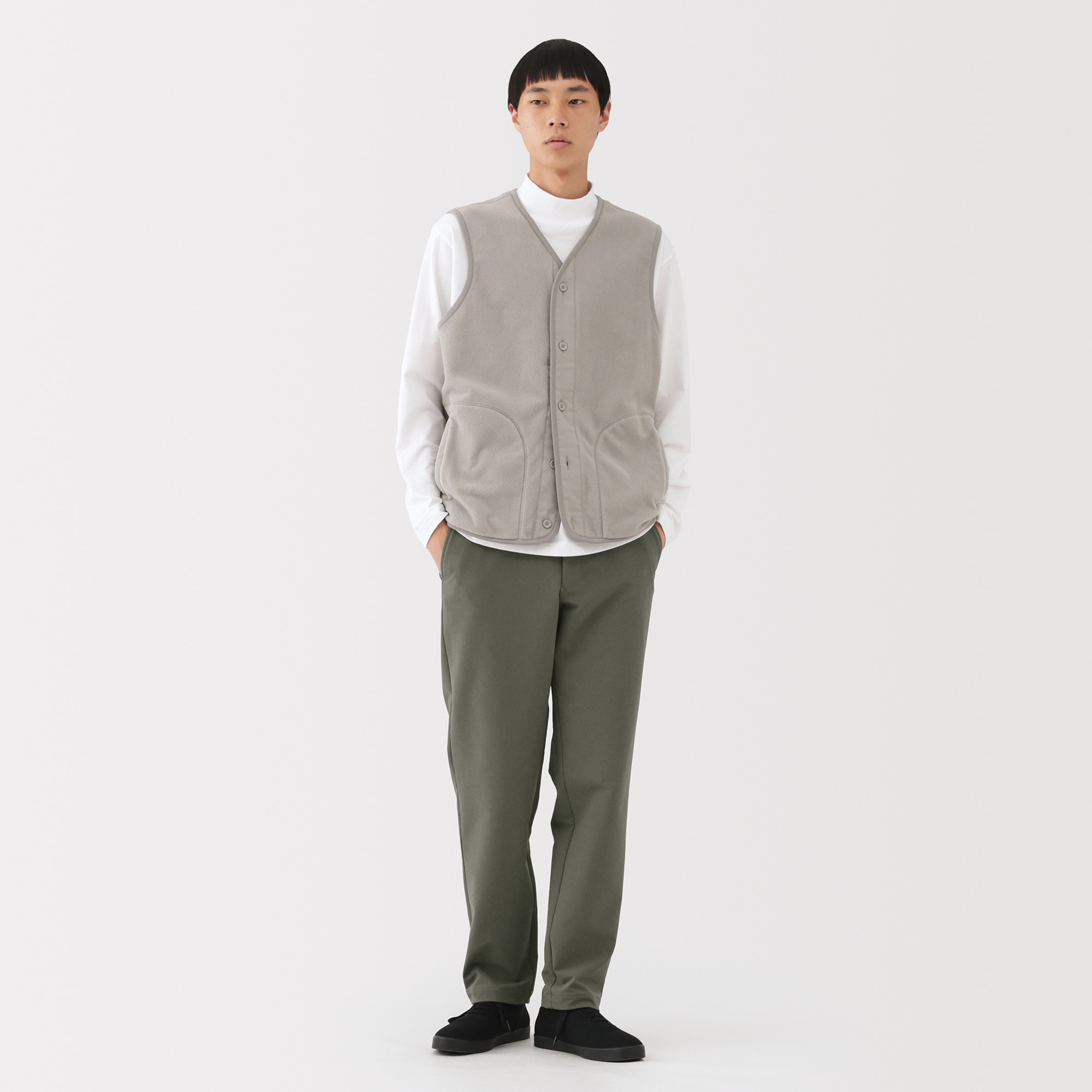 紳士　防風裏起毛ストレッチテーパードパンツ