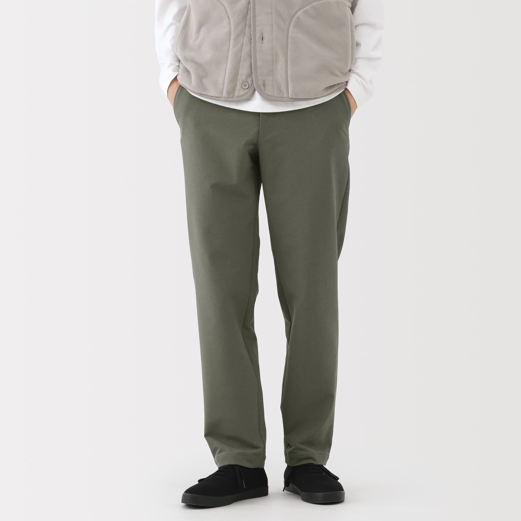 紳士　防風裏起毛ストレッチテーパードパンツ