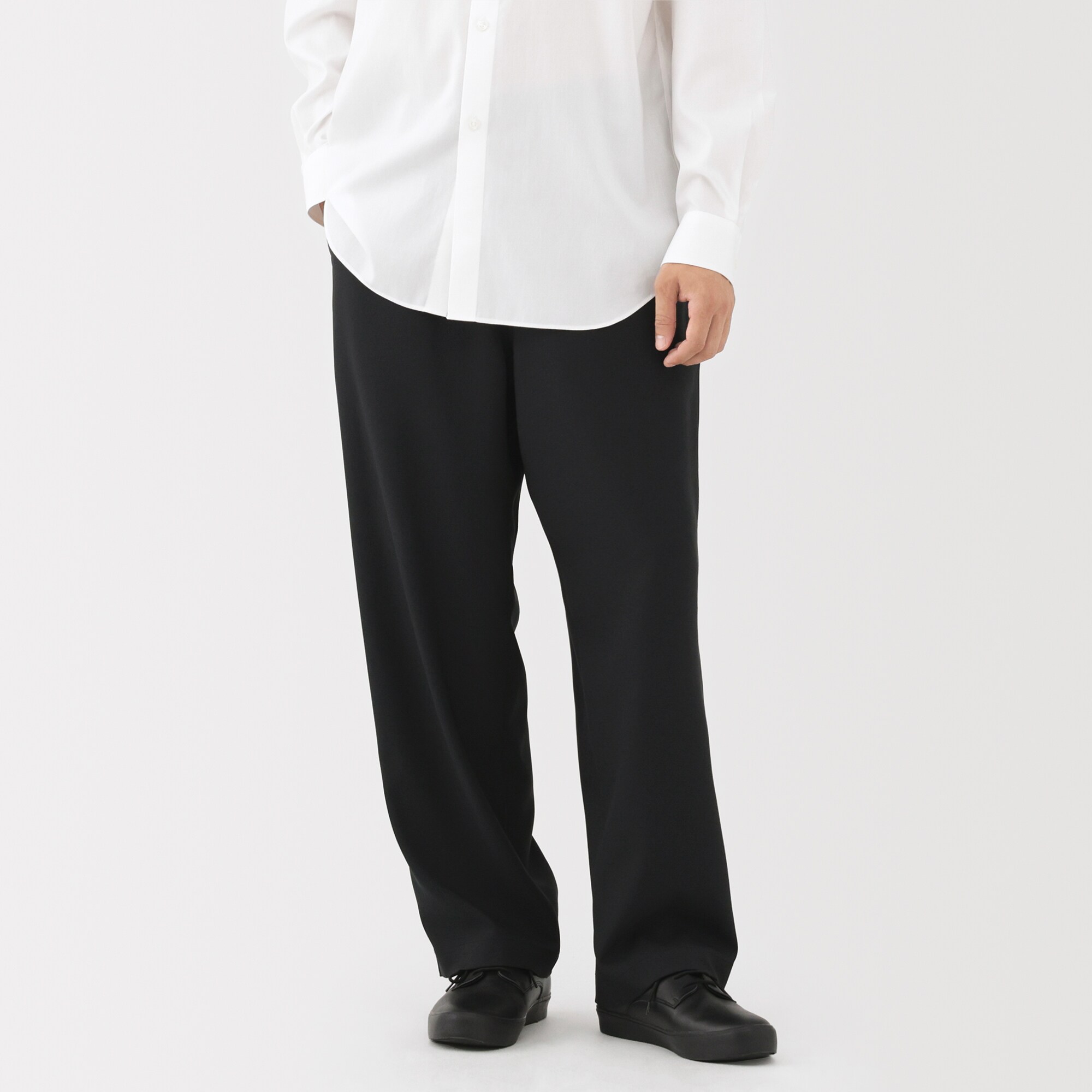 紳士　ストレッチノータックワイドパンツ