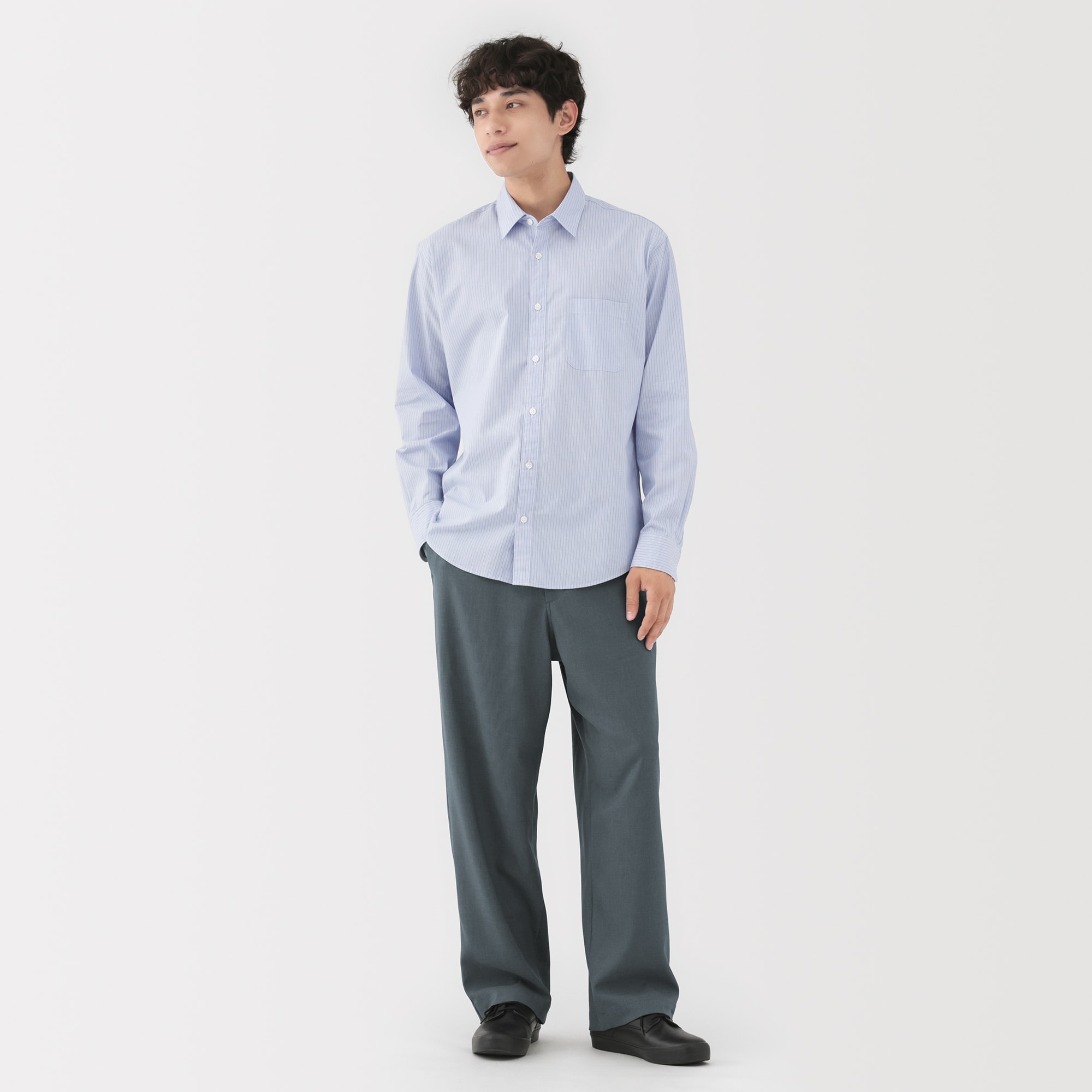 紳士　ストレッチノータックワイドパンツ