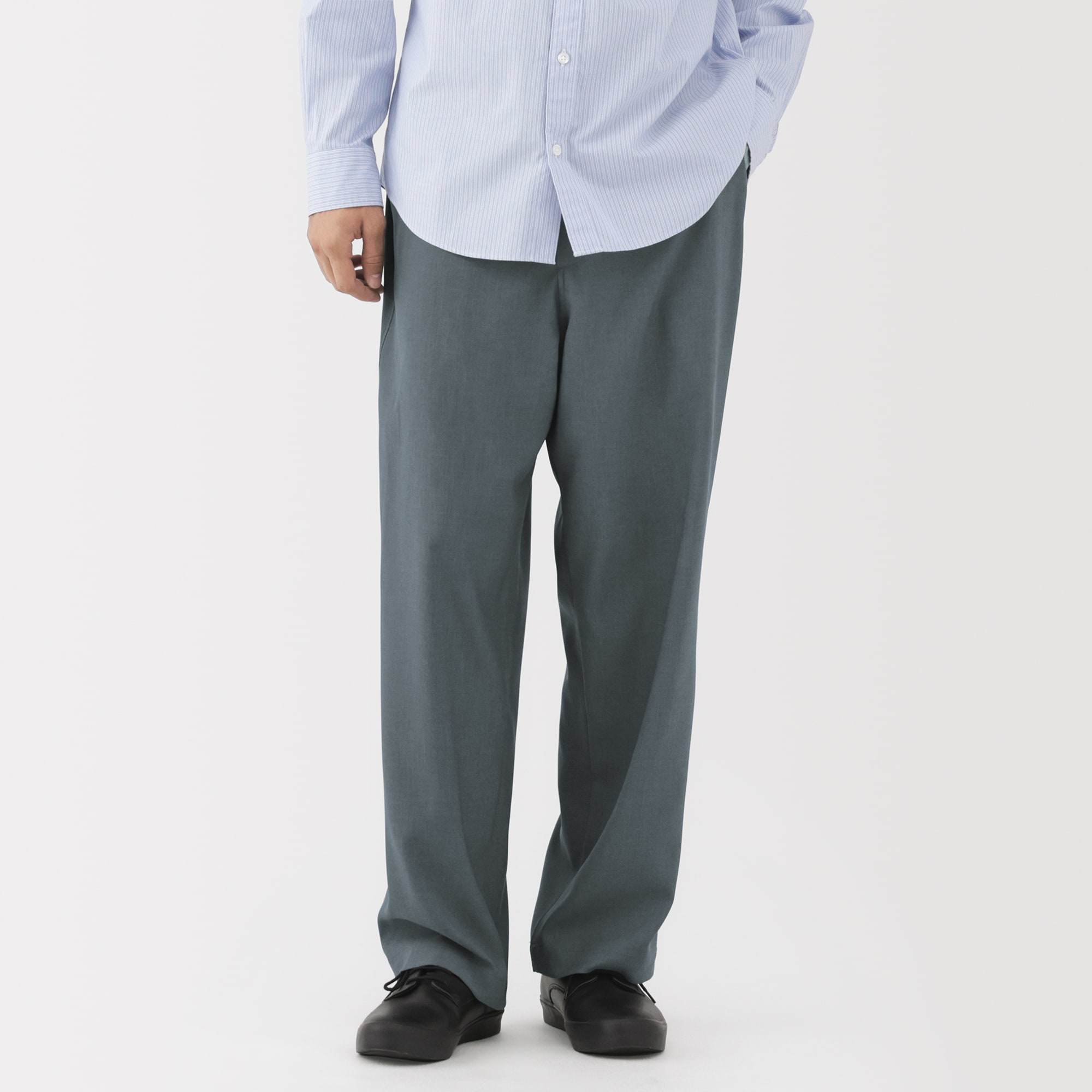 紳士　ストレッチノータックワイドパンツ