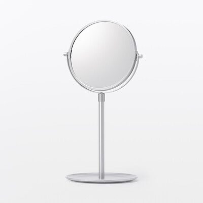 アルミコンパクトミラー・大（トレー式）　幅２０．５×奥行１８×高さ４０－５１ｃｍ