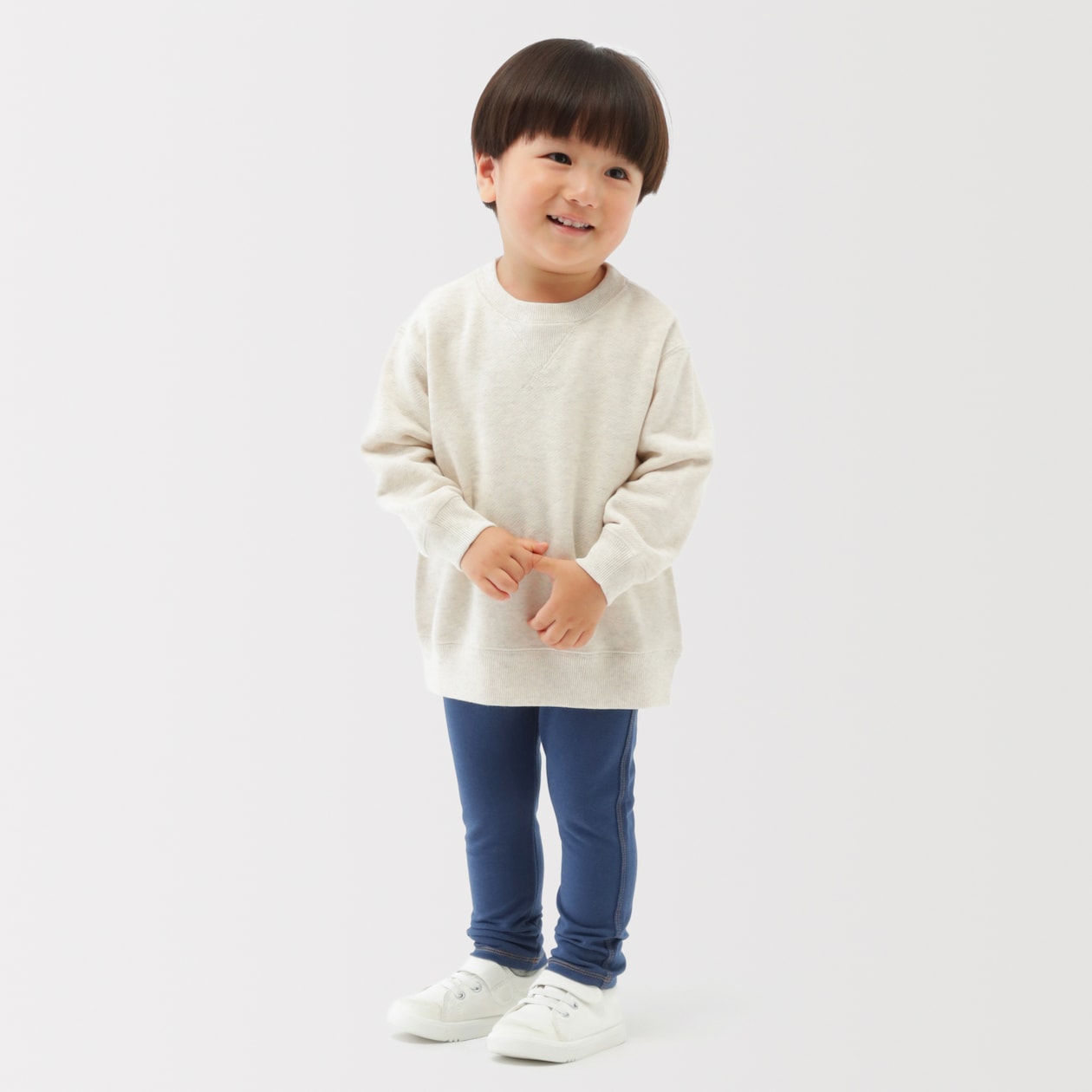 ベビー　おなかすっぽりデニム調十分丈レギンス