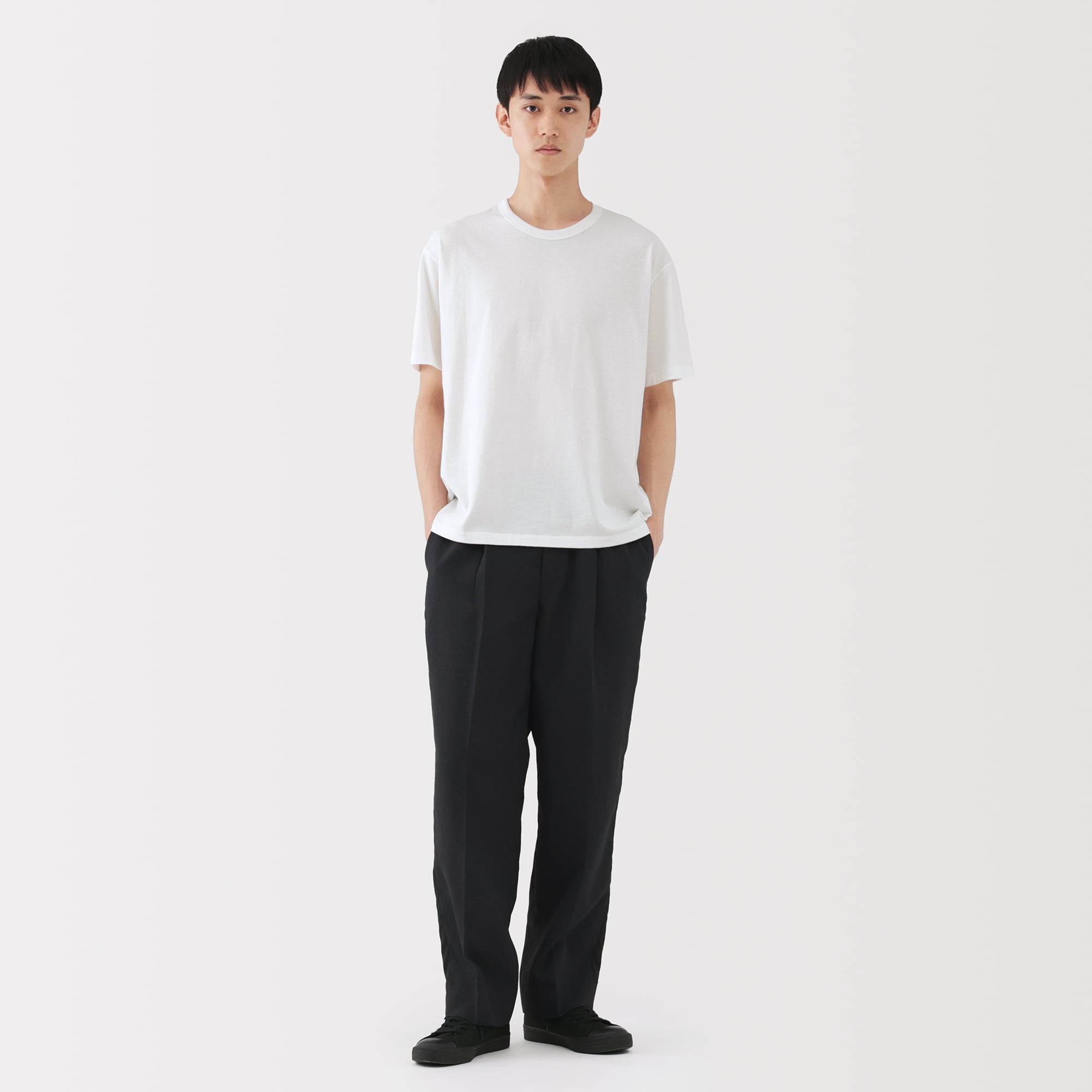 MUJI Labo 昔ながらの製法で編み立てた 長袖Ｔシャツ L 3色セット 紳士 昔ながらの製法で編み立てた天竺クルーネック長袖Tシャツ