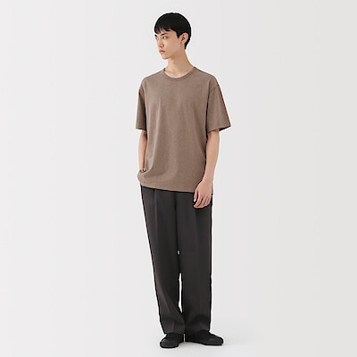 紳士　昔ながらの製法で編み立てた天竺クルーネック半袖Ｔシャツ