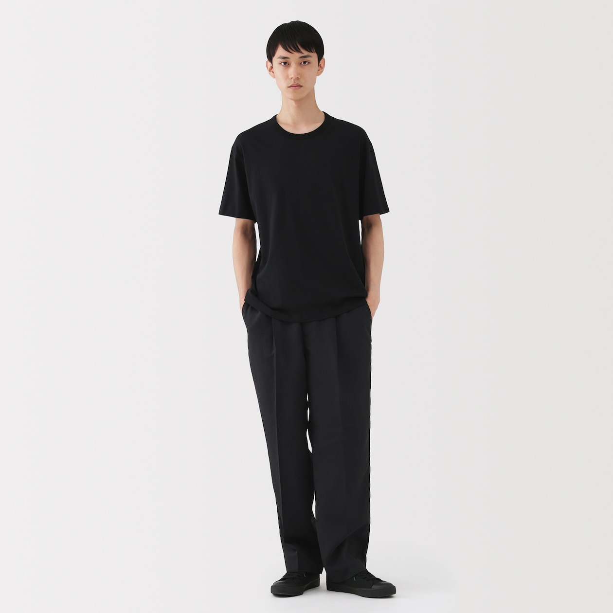 紳士　昔ながらの製法で編み立てた天竺クルーネック半袖Ｔシャツ