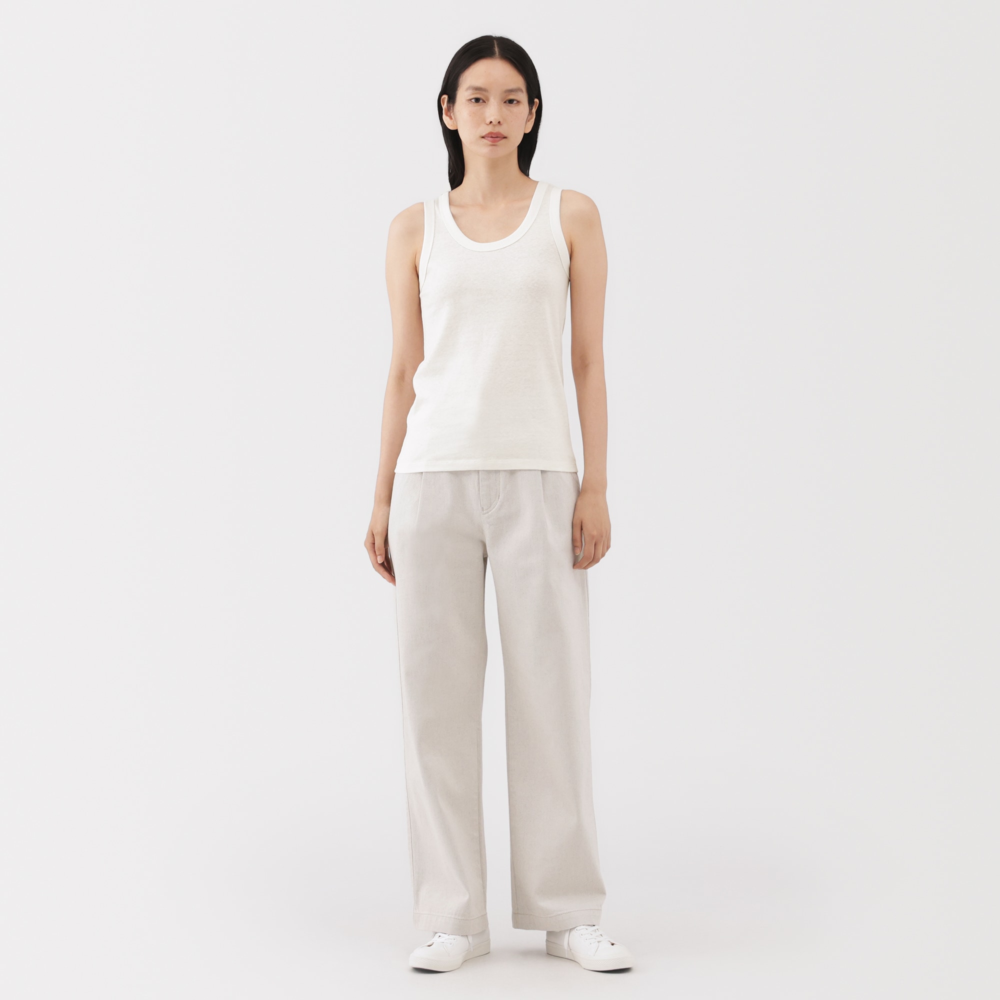 婦人　リネン混タンクトップ