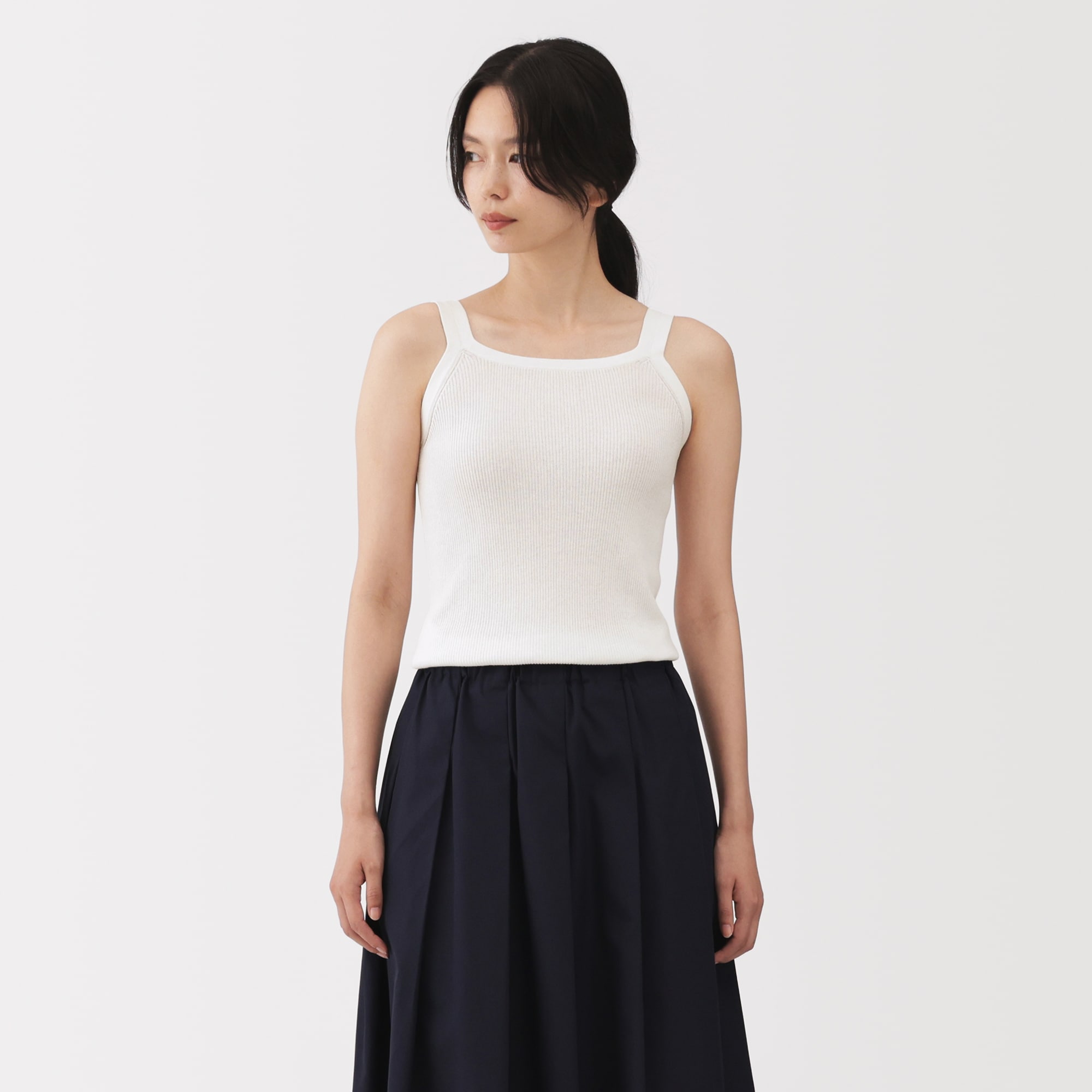 婦人　強撚コットンニットタンクトップ