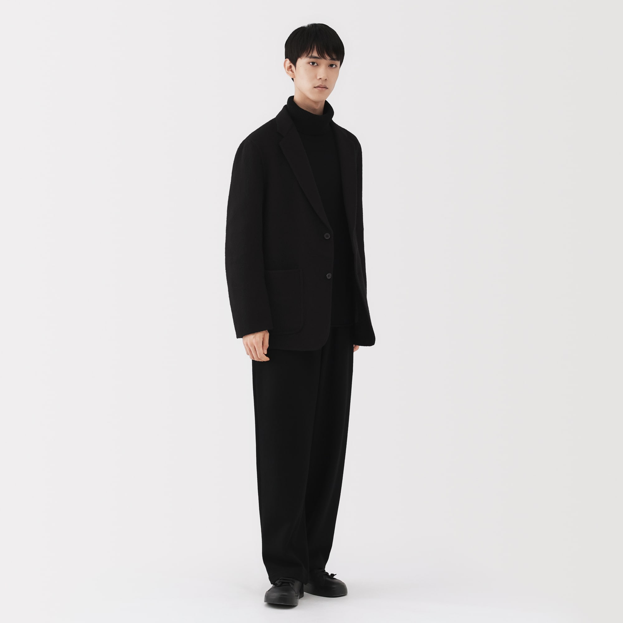Mujilabo カシミヤ混ジャケット 黒 L 紳士 カシミヤ混ジャケット | 無印良品