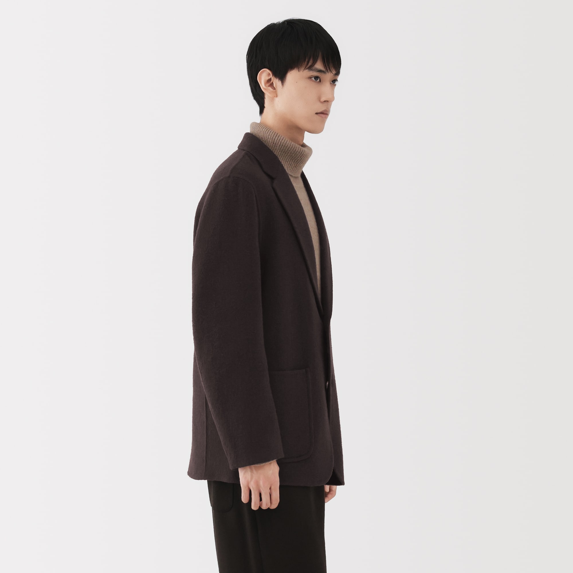 4*4様 ［完売品］未使用品 MUJI Labo 紳士 カシミヤ混ジャケット 黒 新品 mujilabo カシミヤ混セットアップ ブラック カシミア混ジャケット