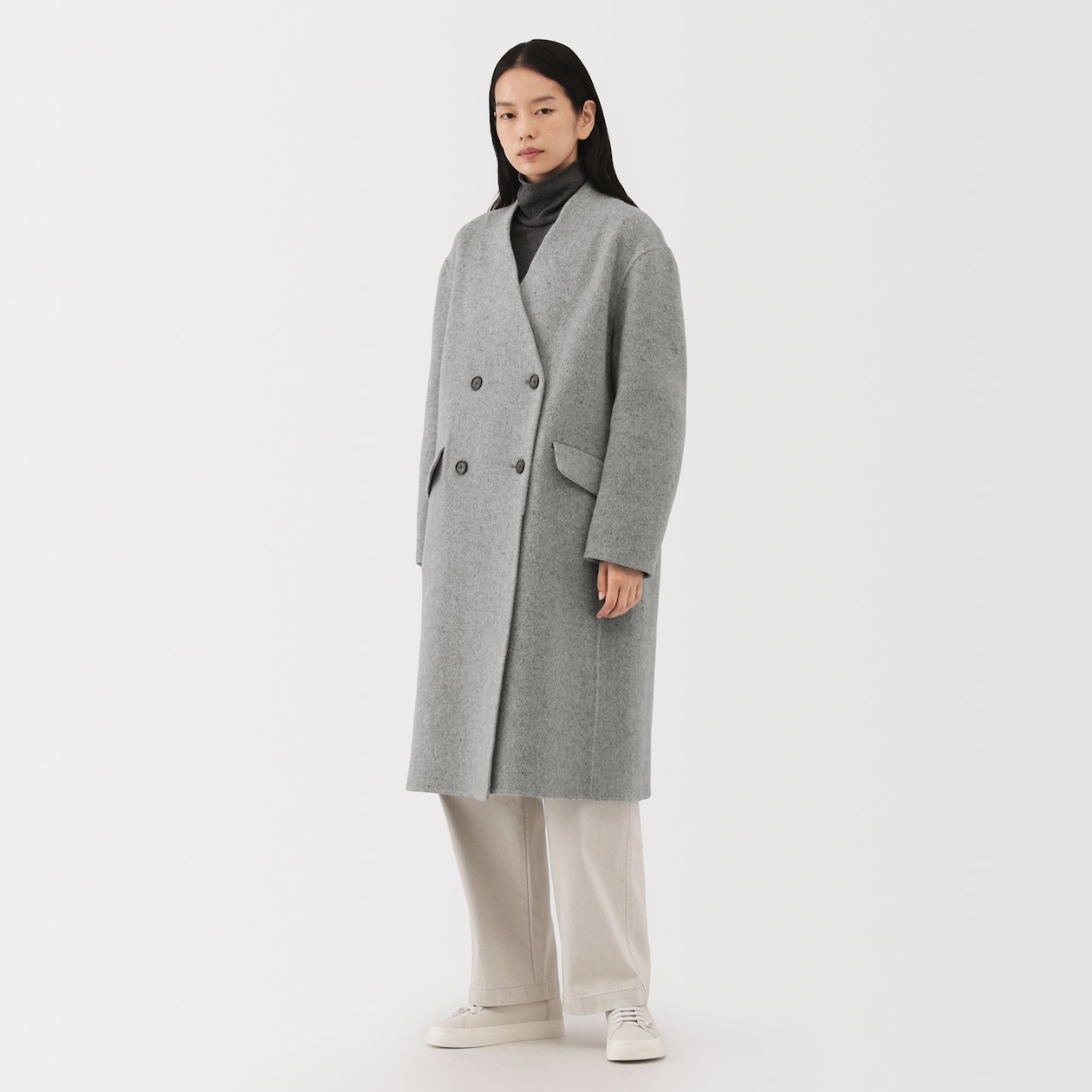 婦人　カシミヤ混ダブルブレストコート