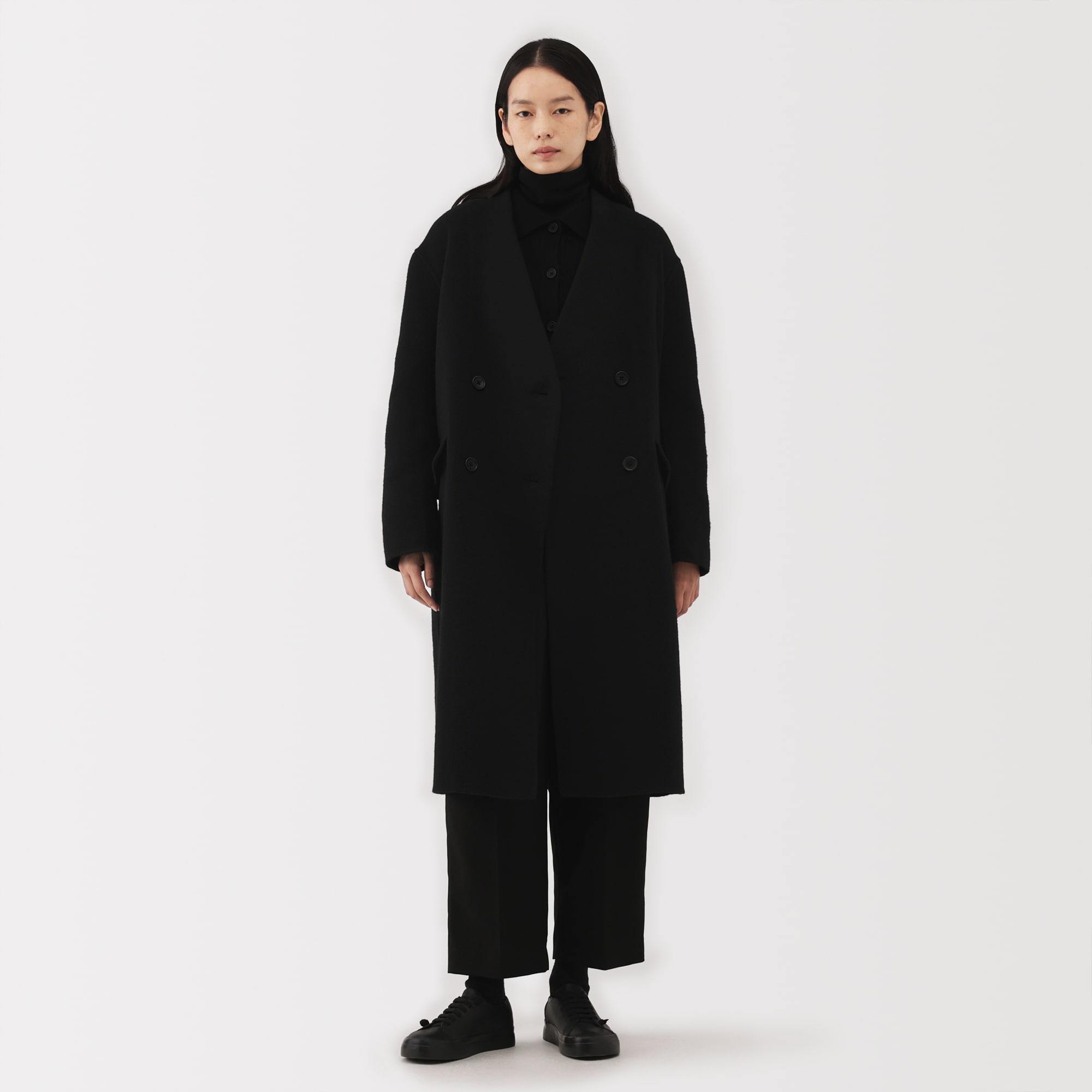 婦人　カシミヤ混ダブルブレストコート