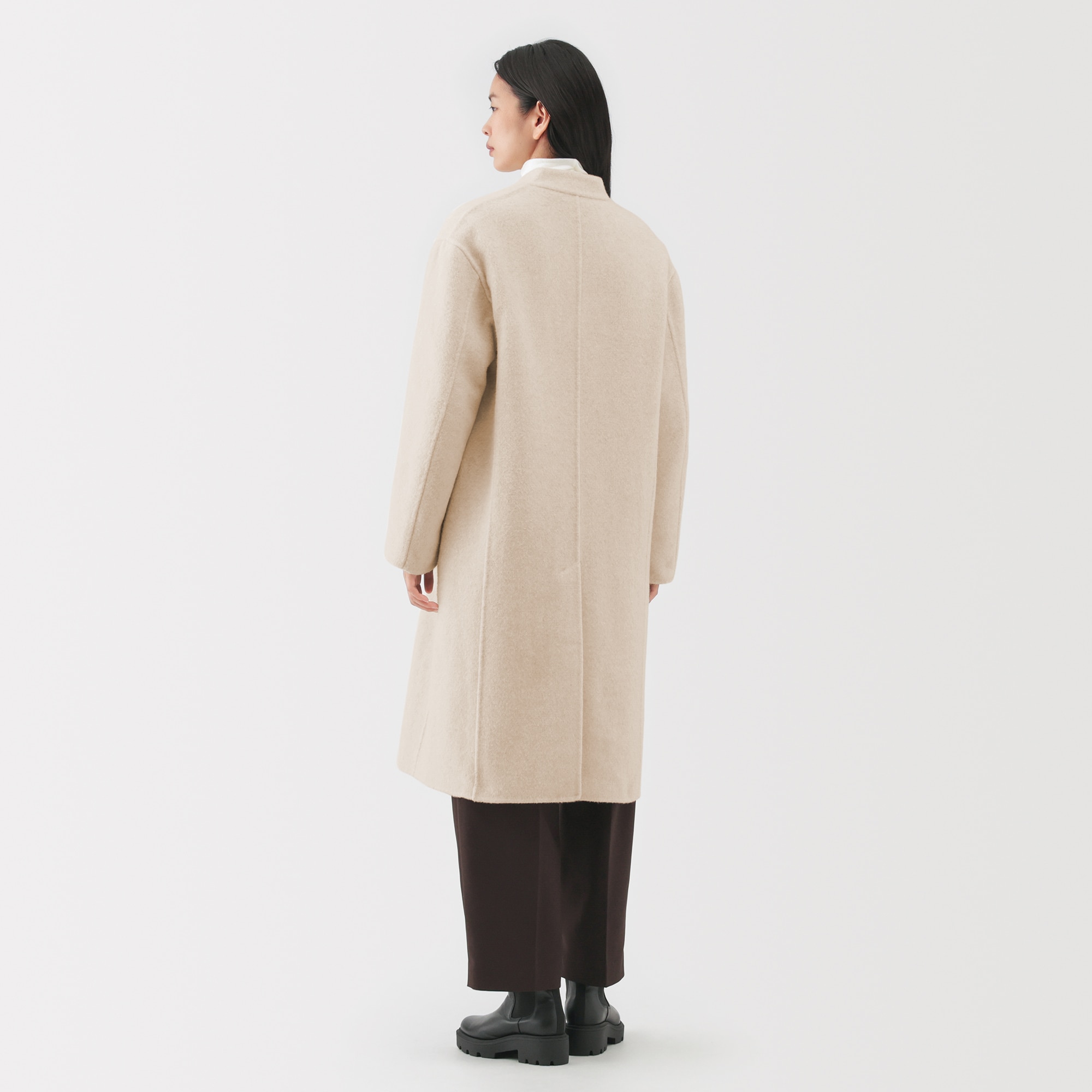 ベージュ ダブルブレスト コート 婦人 カシミヤ混ダブルブレストコート | 無印良品