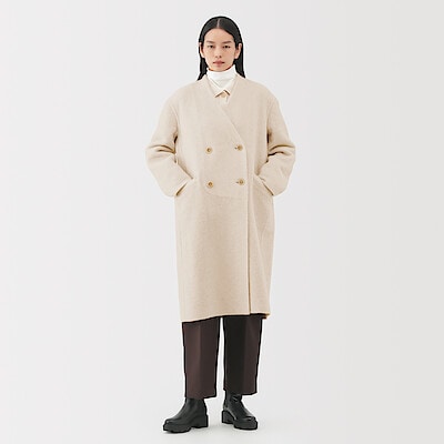 婦人　カシミヤ混ダブルブレストコート