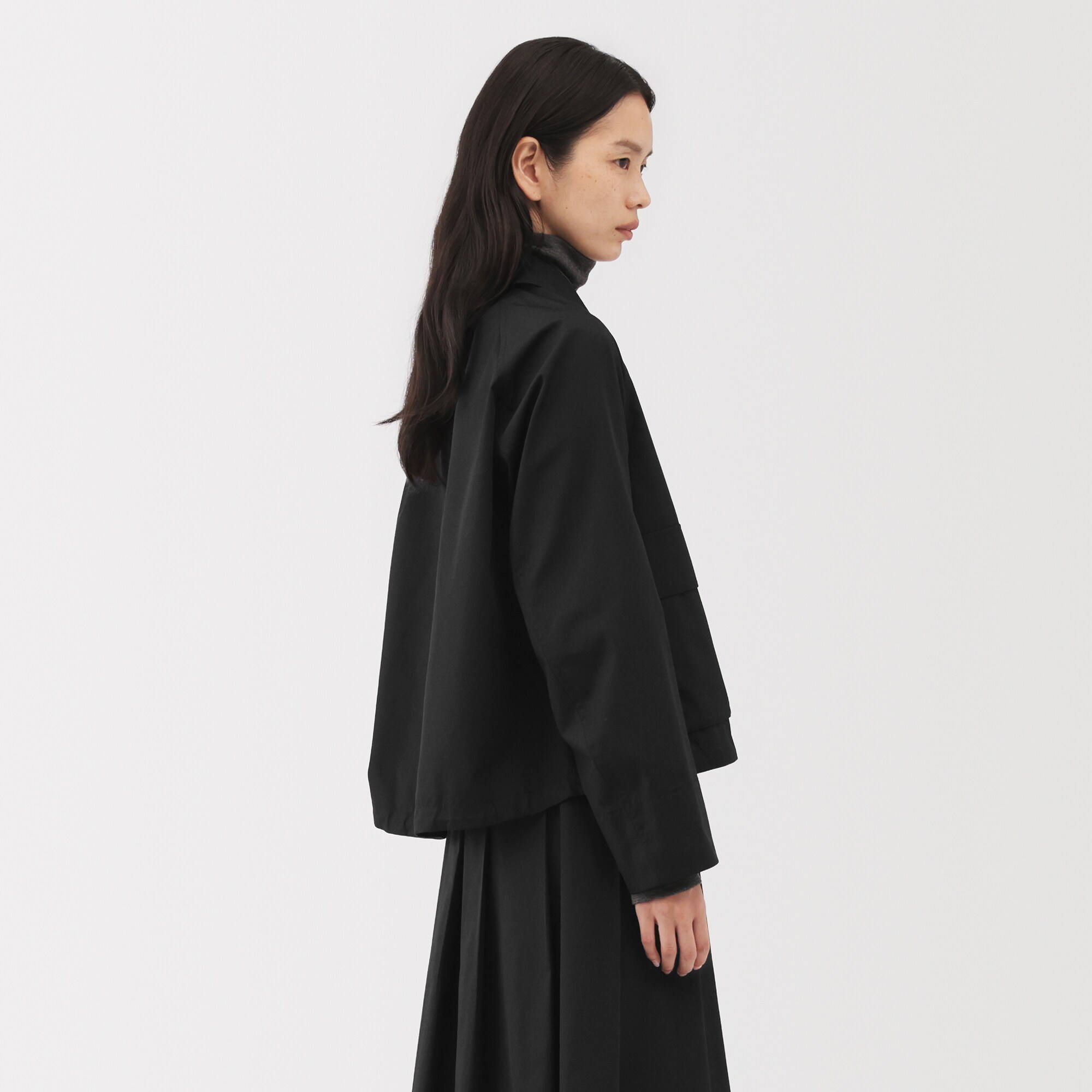 完売 新品 ムジラボ ユニフォーム素材で作ったショートブルゾン 婦人Ｌ・黒 婦人 ユニフォーム素材で作ったショートブルゾン | 無印良品