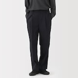 紳士　ポリエステルタックワイドパンツ