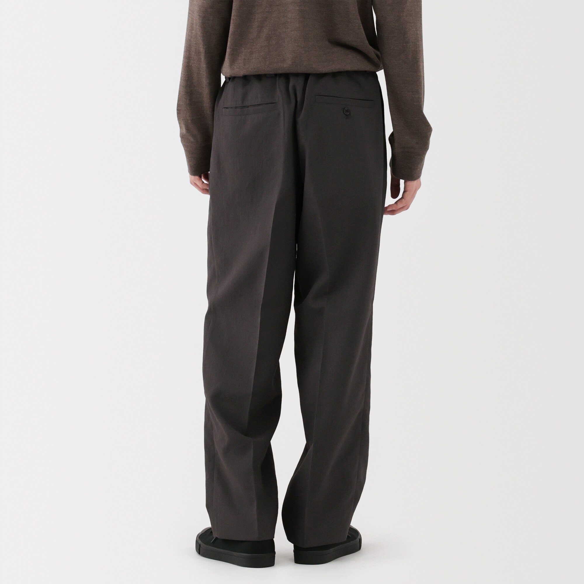 紳士　ポリエステルタックワイドパンツ