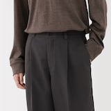 紳士　ポリエステルタックワイドパンツ