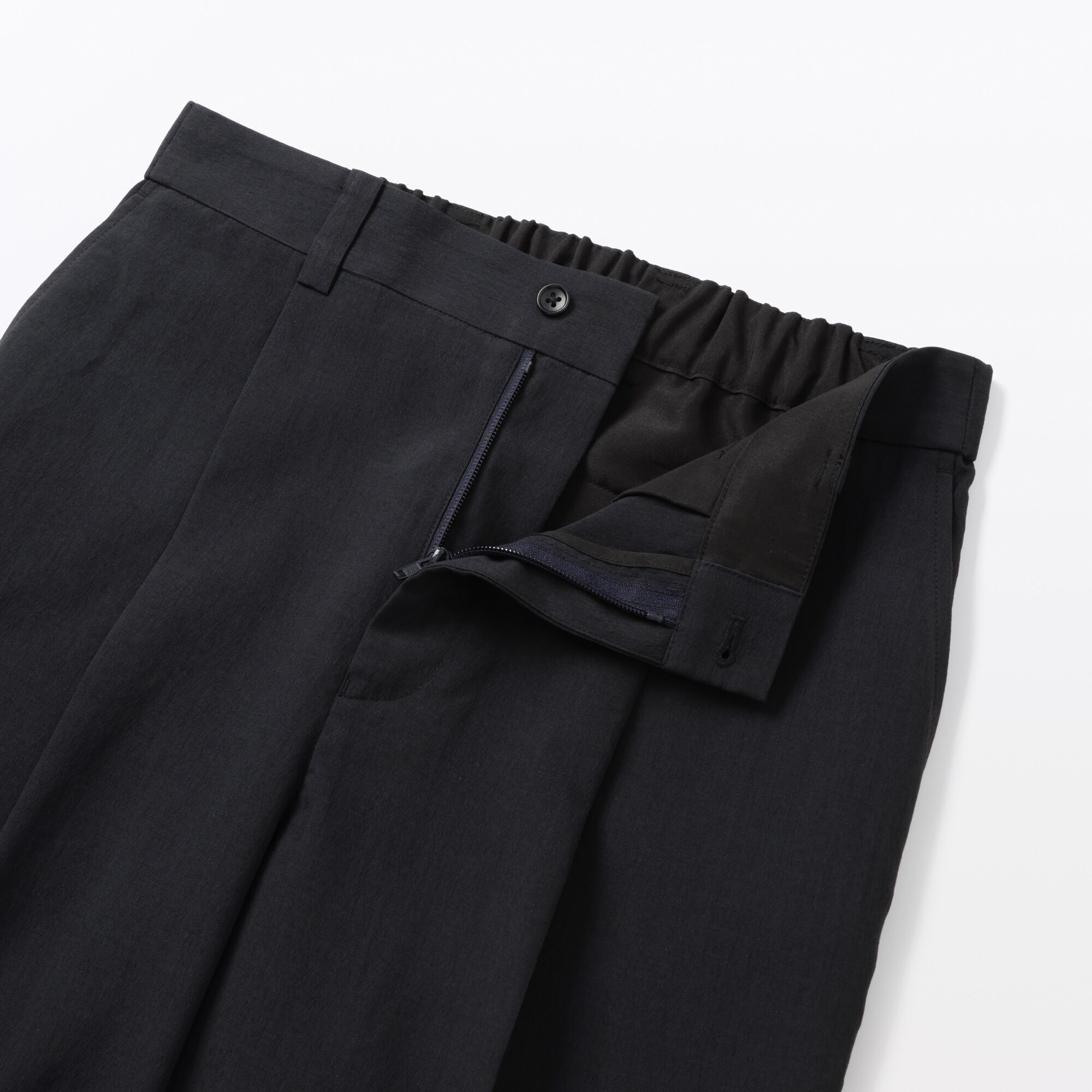 紳士　ポリエステルタックワイドパンツ