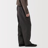 紳士　ポリエステルタックワイドパンツ