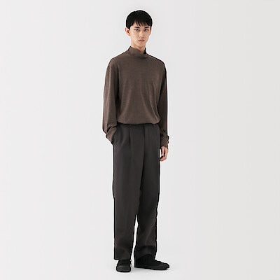 紳士　ポリエステルタックワイドパンツ