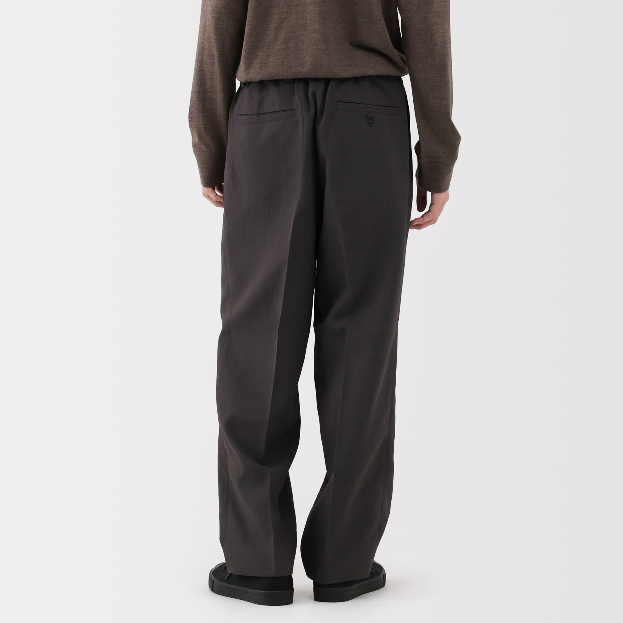 紳士　ポリエステルタックワイドパンツ