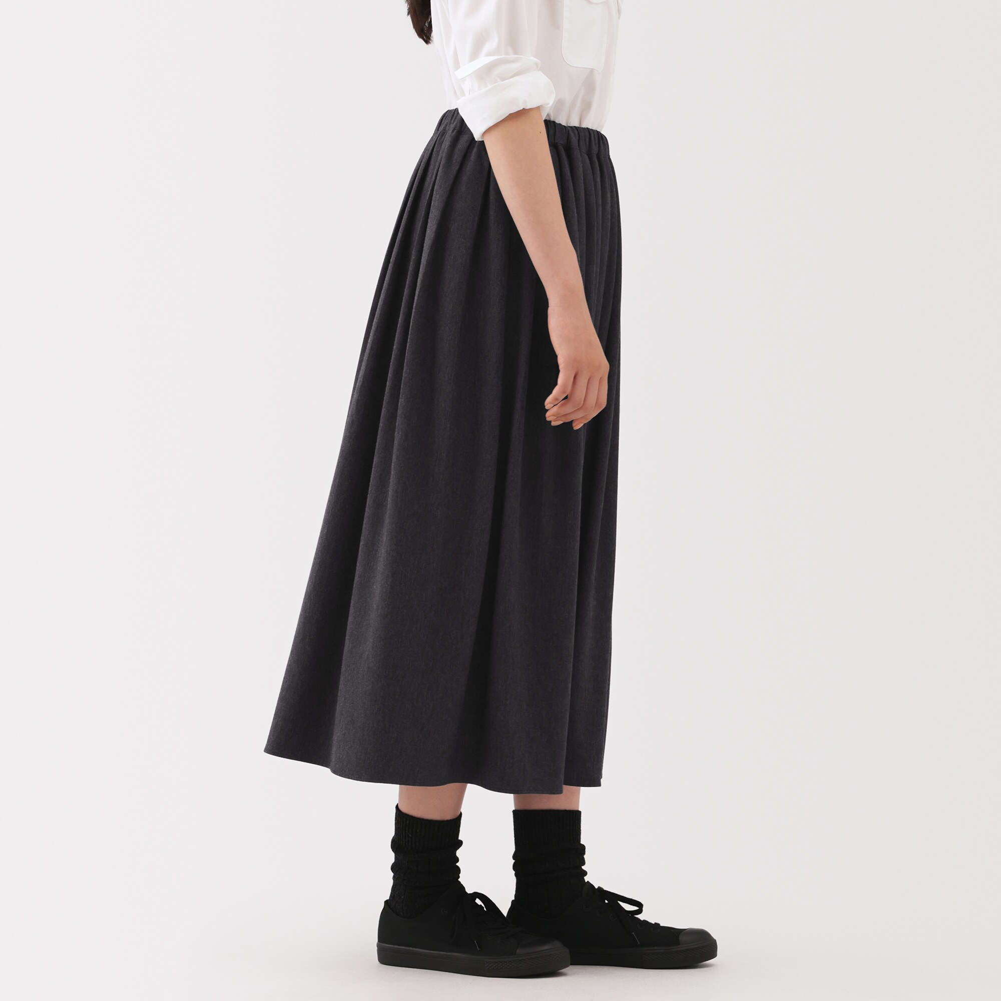 婦人　ジャージープリーツスカート