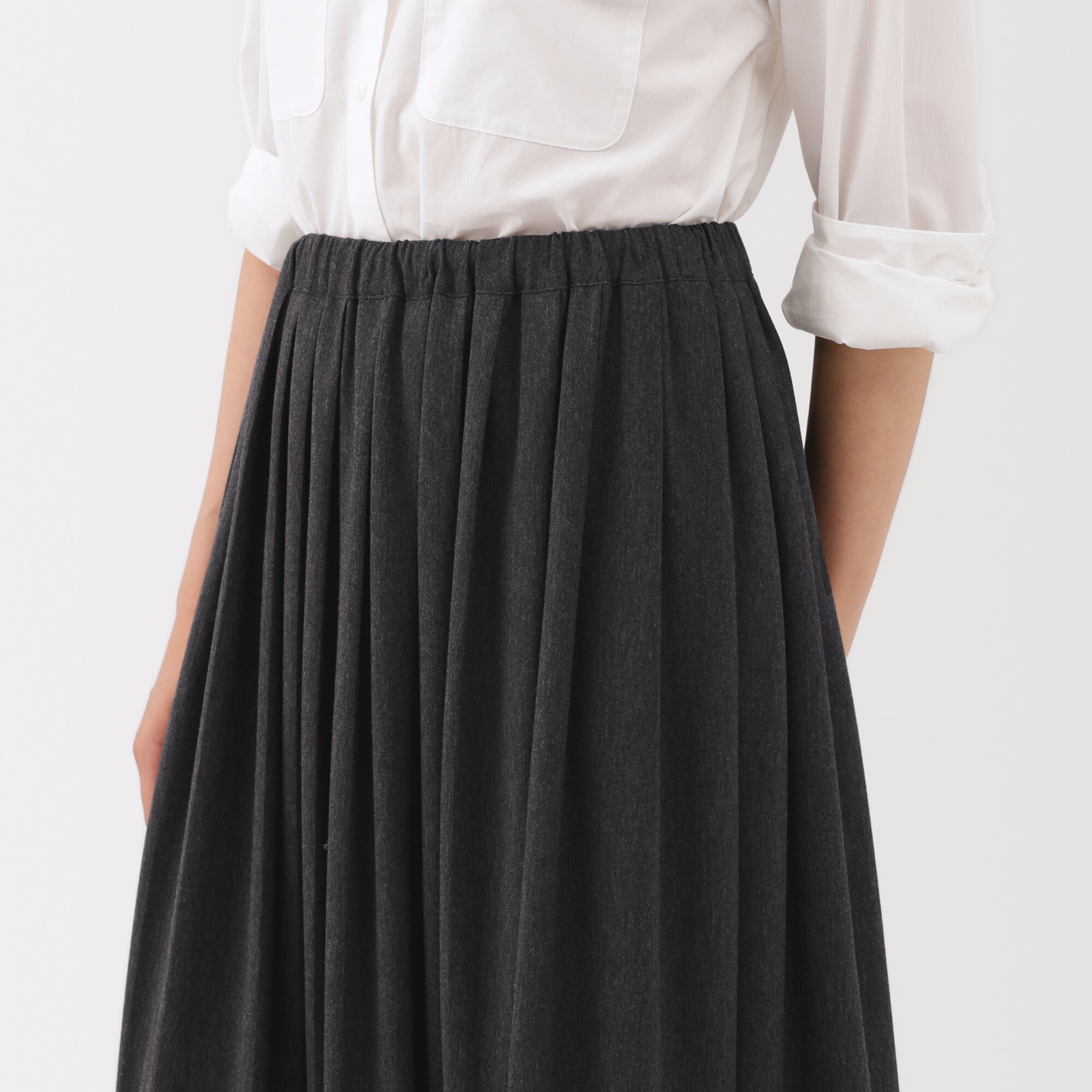 婦人　ジャージープリーツスカート