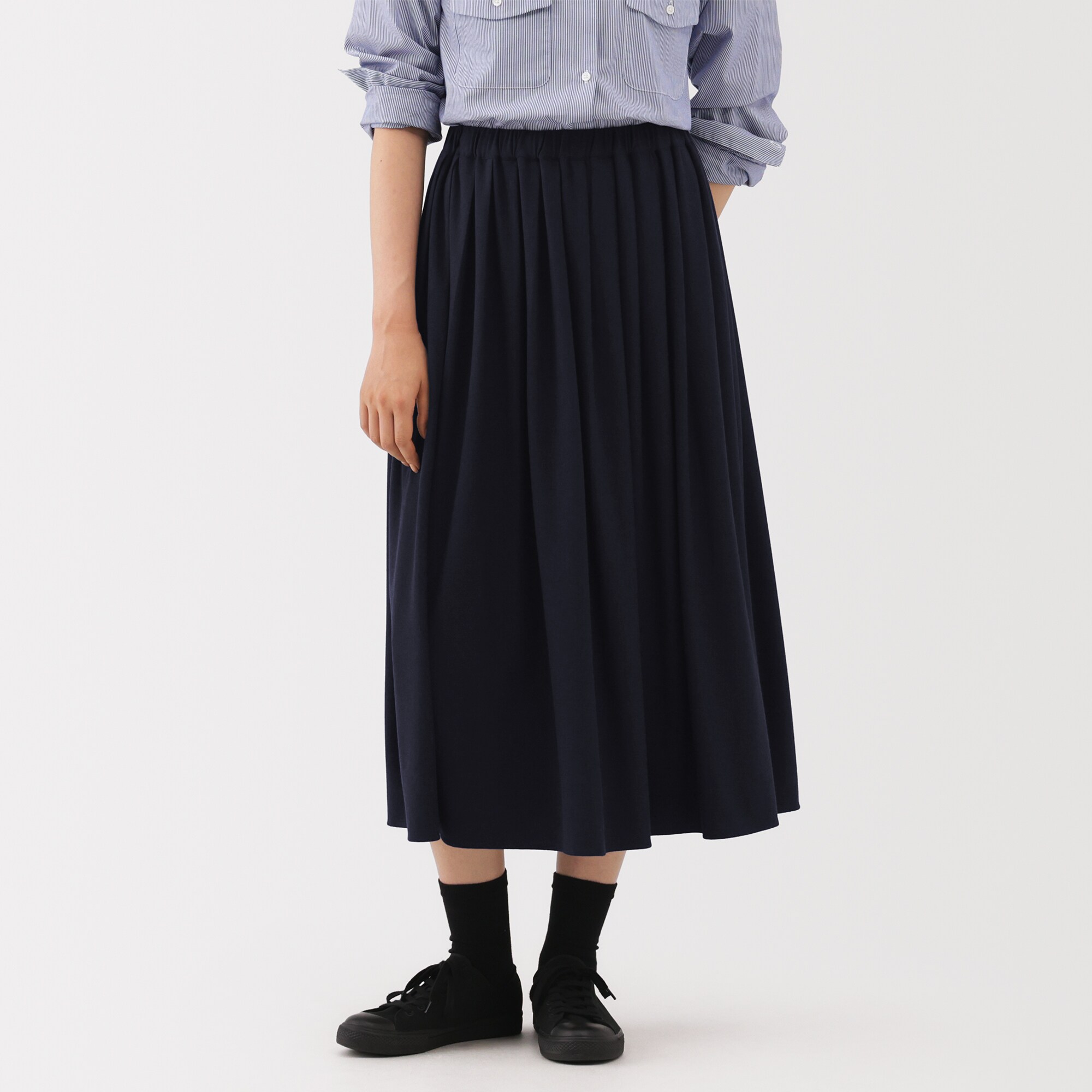 婦人　ジャージープリーツスカート