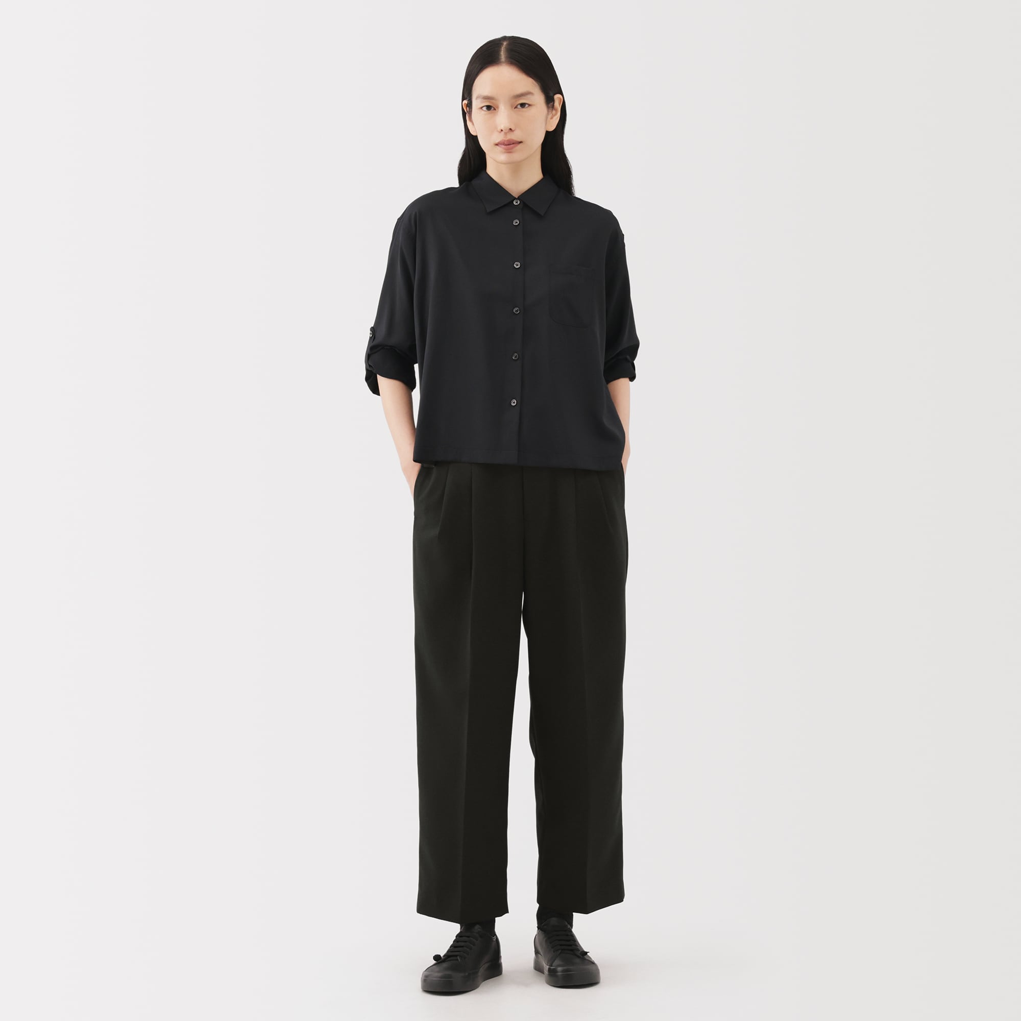 【専用】無印良品　MUJI Labo ムジラボ　美品　婦人　タックワイドパンツ 婦人 ムラ糸 チノタックワイドパンツ | 無印良品