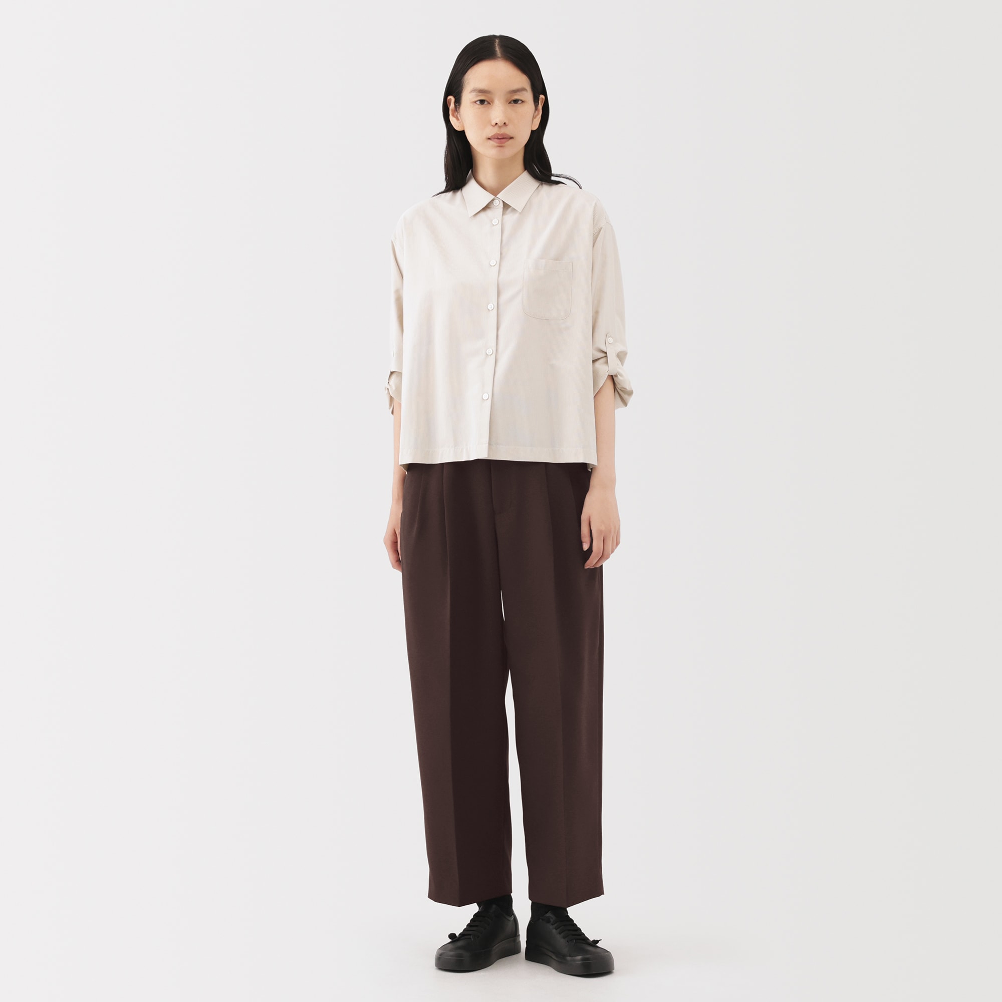 【専用】無印良品　MUJI Labo ムジラボ　美品　婦人　タックワイドパンツ 婦人 ムラ糸 チノタックワイドパンツ | 無印良品