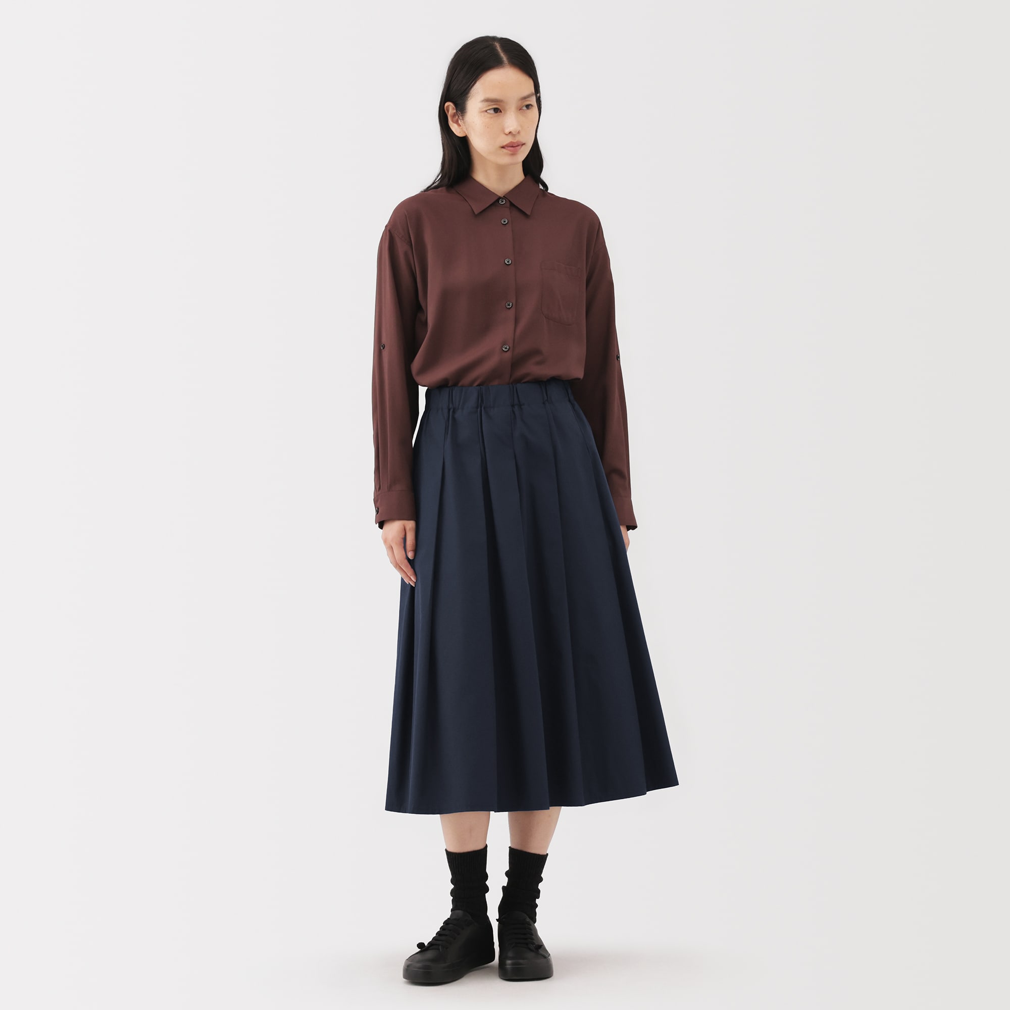 婦人　ユニフォーム素材で作ったイージータックスカート