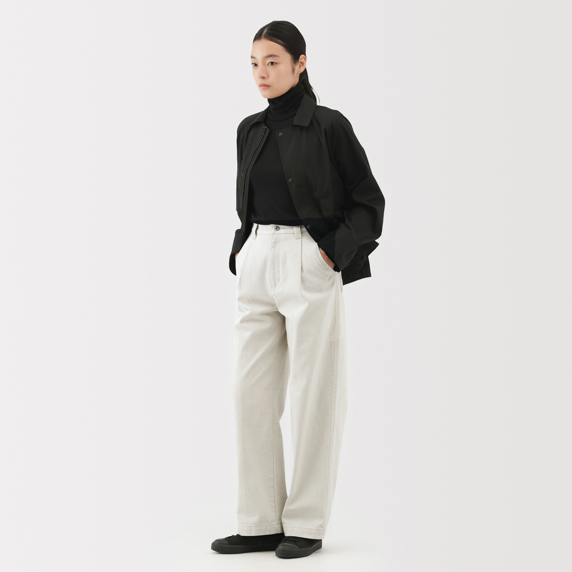 婦人　再生コットン混パンツ