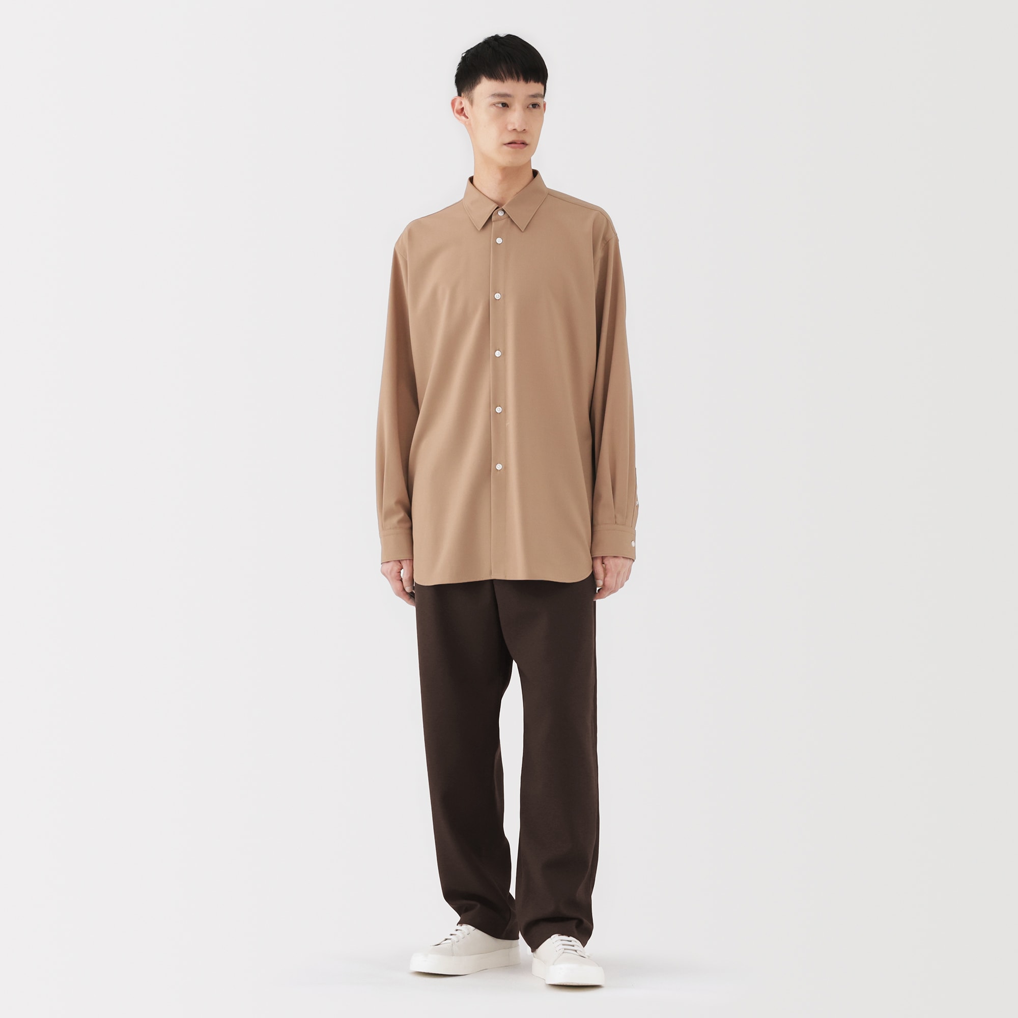 [完売品] MUJI Labo ユニフォーム素材でつくったイージーパンツブラウン 完売品] MUJI Labo ユニフォーム素材でつくったイージーパンツ