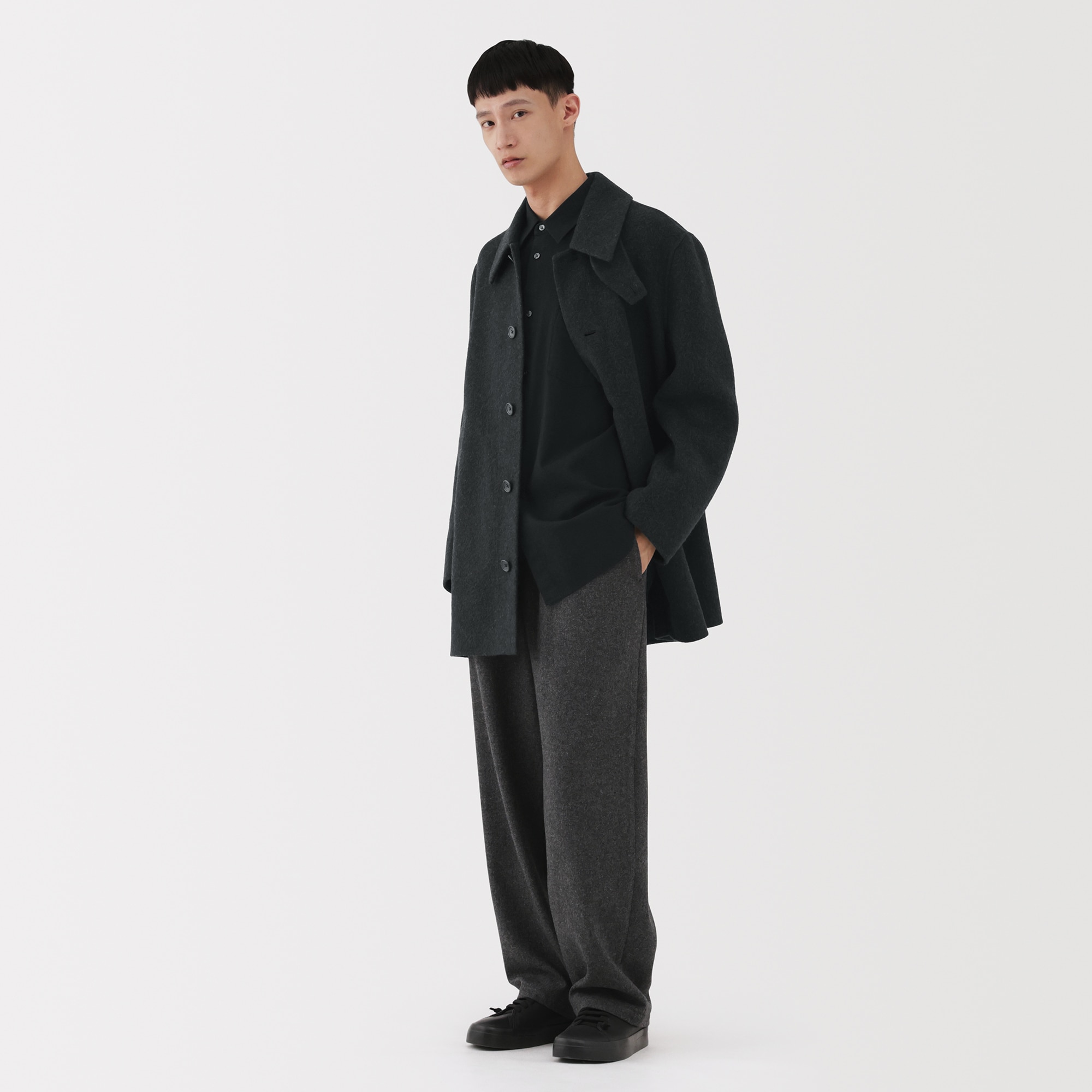 紳士 カシミヤ混ショートステンカラーコート | 無印良品