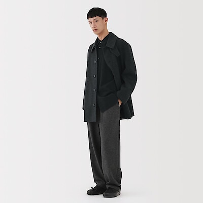 【ネットストア先行販売】紳士　カシミヤ混ショートステンカラーコート
