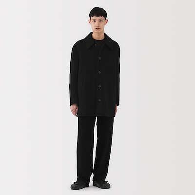 紳士　カシミヤ混ショートステンカラーコート