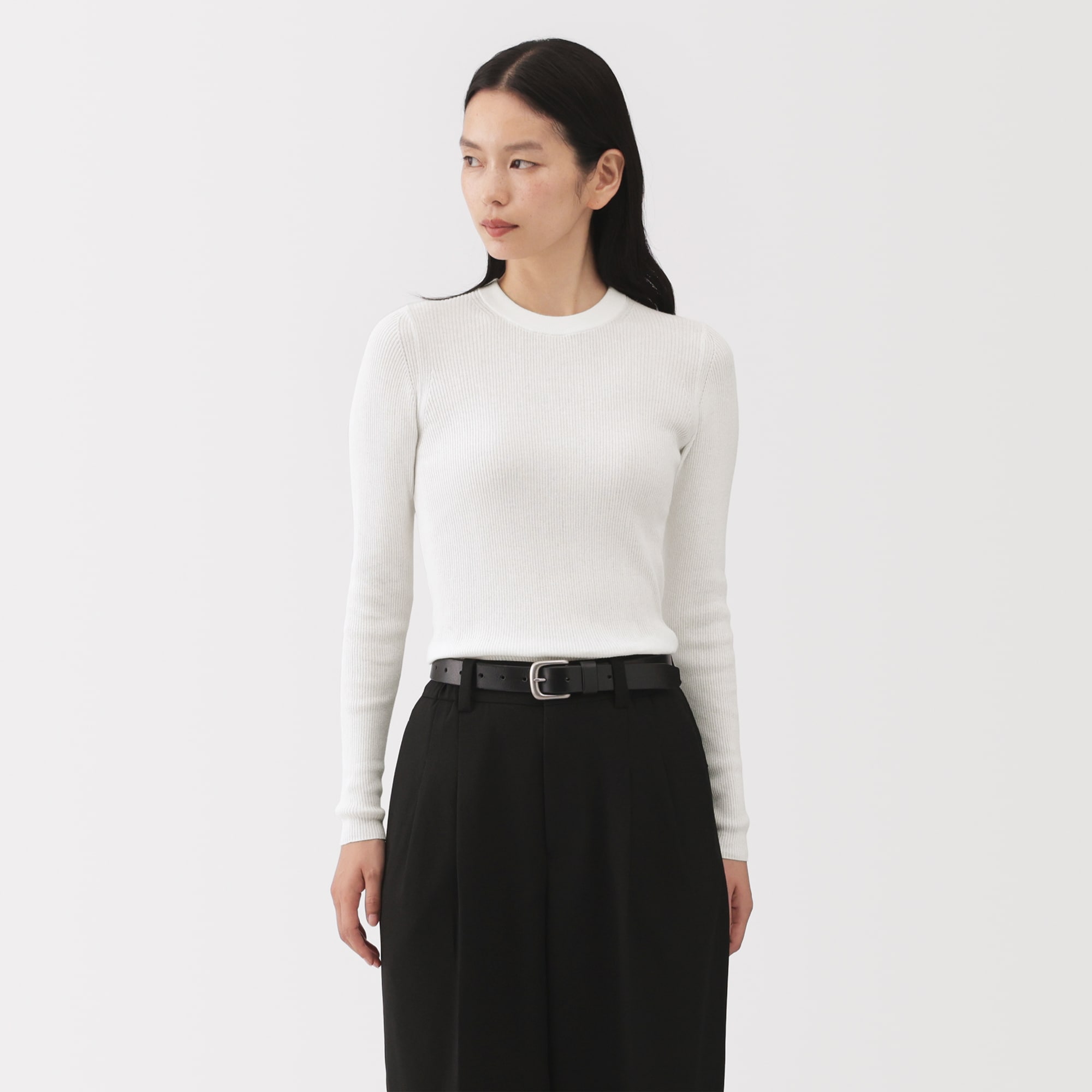 婦人 強撚コットンニット長袖プルオーバー | 無印良品