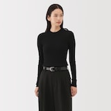 婦人　強撚コットンニット長袖プルオーバー