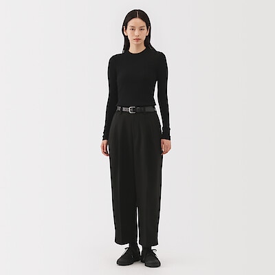 婦人　強撚コットンニット長袖プルオーバー