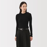 婦人　強撚コットンニット長袖プルオーバー