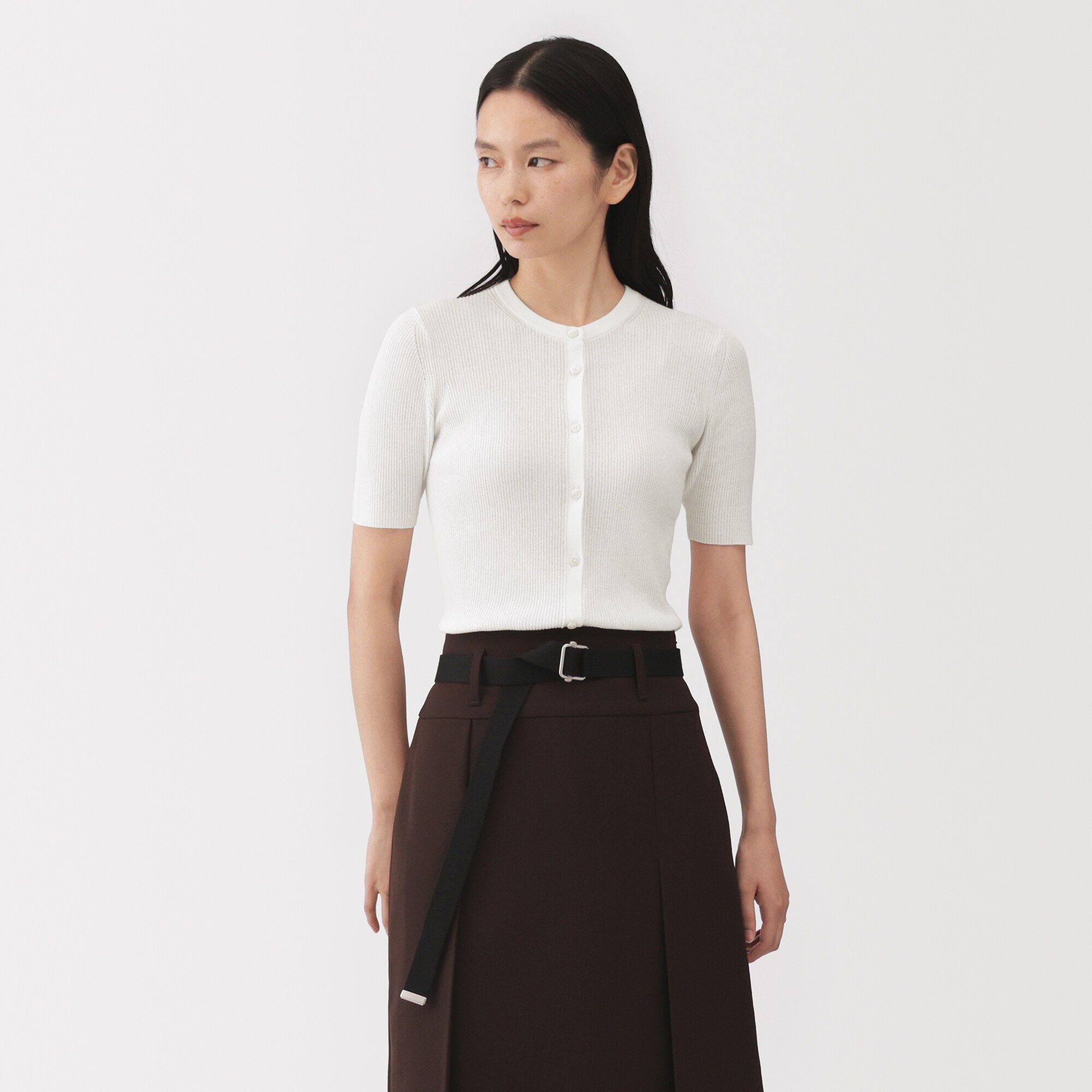 【新品未使用】コットン30G 半袖 ニットカーディガン 婦人 強撚コットンニット半袖カーディガン | 無印良品