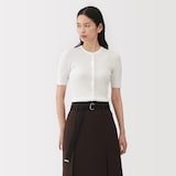 婦人　強撚コットンニット半袖カーディガン