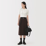 婦人　強撚コットンニット半袖カーディガン