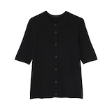 婦人　強撚コットンニット半袖カーディガン