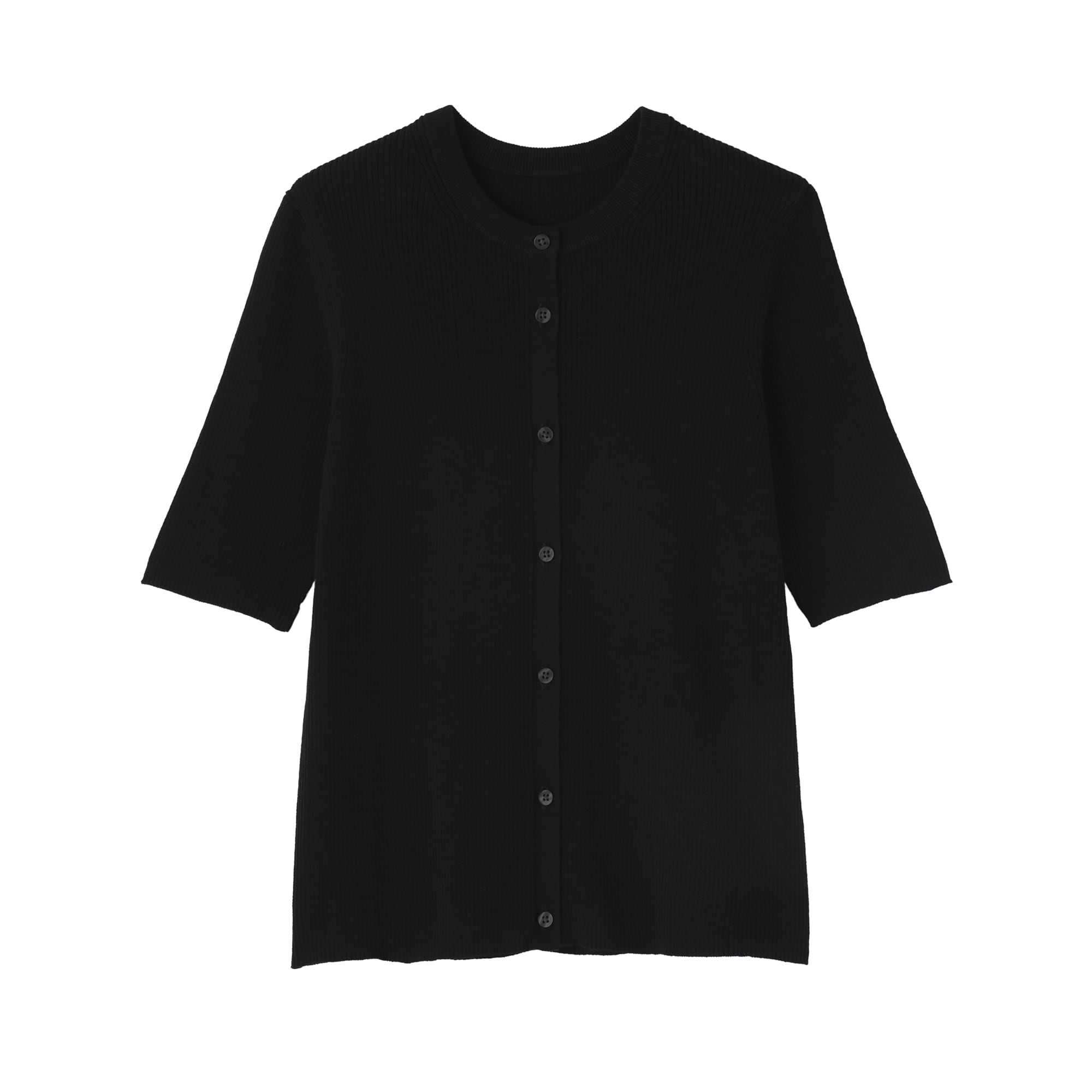 婦人　強撚コットンニット半袖カーディガン