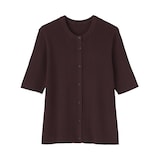 婦人　強撚コットンニット半袖カーディガン