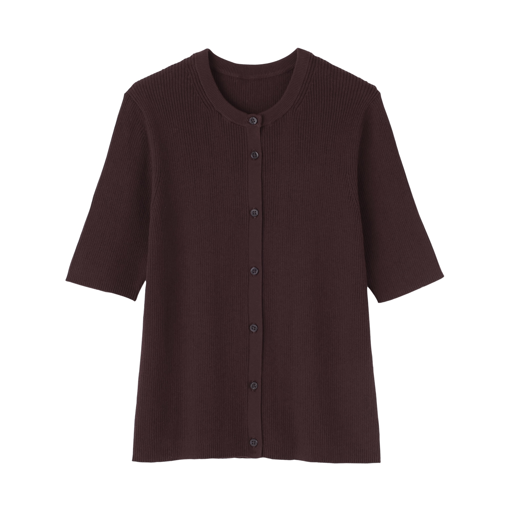 婦人　強撚コットンニット半袖カーディガン