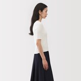 婦人　強撚コットンニット半袖カーディガン